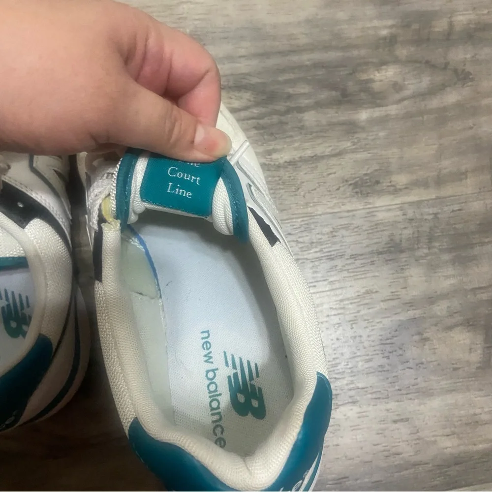 New Balance White and Teal Athletic Shoes
